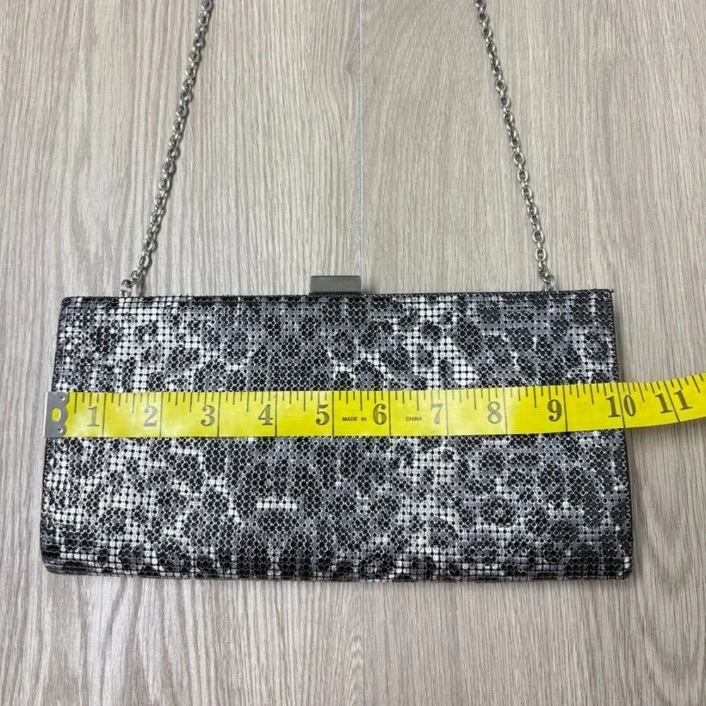 Whiting & Davis Black Silver Mesh Clutch Evening Bag Chain Strap Vintage Glam